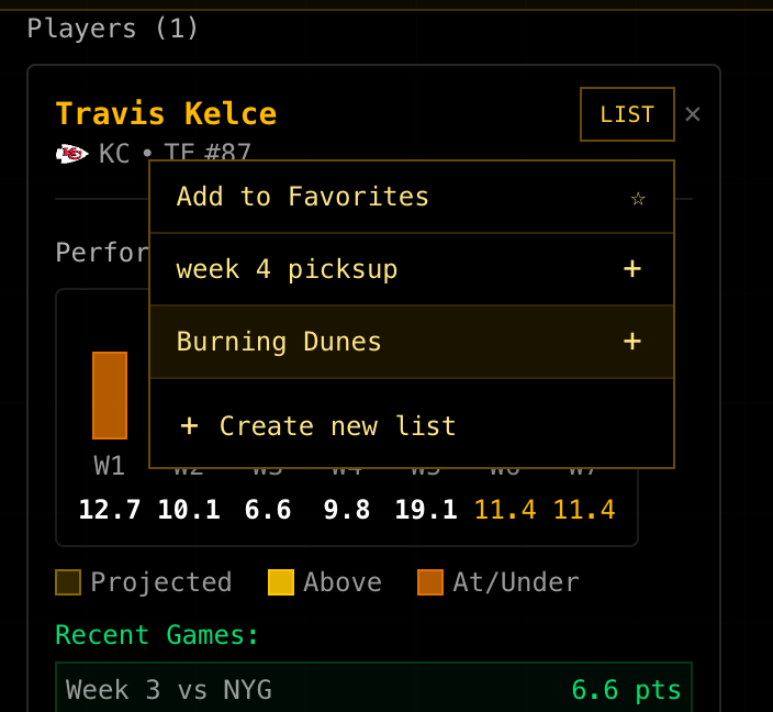 Adding a player to a custom list