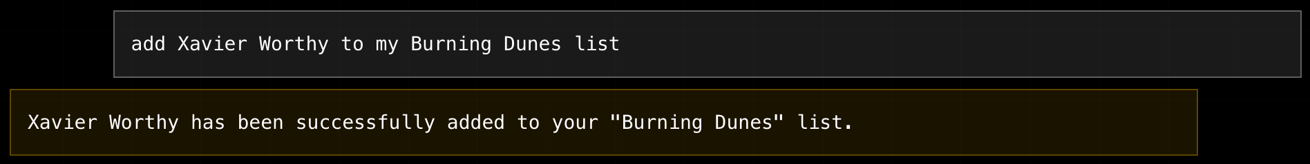 Adding players to favorites with natural language